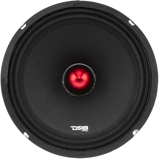 DS18 PRO-X10BM Loudspeaker - 10", Midrange, Red Aluminum Bullet, 600W Max, 300W RMS, 8 Ohms - Premium Quality Audio Door Speakers for Car or Truck Stereo Sound System (1 Speaker)