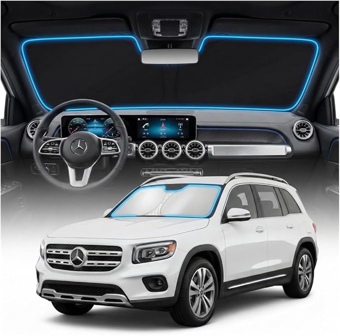 for Mercedes Benz GLB Sun Shade Windshield Cover - Custom Fit GLB Accessories 2020-2025 2026 Sunshade Foldable UV Protection & Heat Shield Sun Visor Accessories