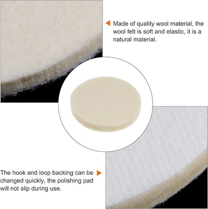 HARFINGTON 20pcs Wool Felt Polishing Pads, 2 Inch Buffing Wheel Polish Pad Flocking Hook & Loop Back for Car Glass Plastic Metal Stone