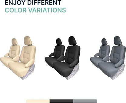 FH Group Custom Fit Car Seat Covers Specifically Made for 2011-2020 Toyota Sienna 7 Passenger, Car Seat Cover 2nd Row, Automotive Seat Covers in Solid Beige Faux Leather, Waterproof and Washable