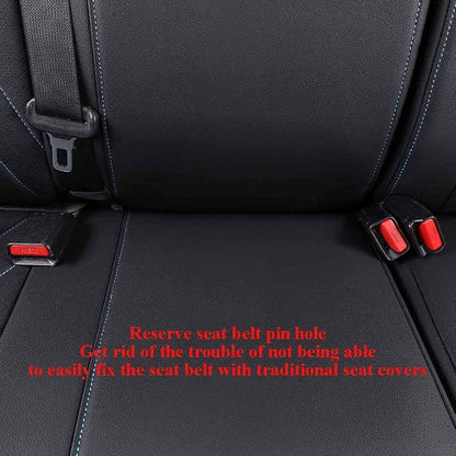 EKR Custom Fit Tacoma Rear Car Seat Covers for Toyota Tacoma 2016 2017 2018 2019 2020 2021 2022 2023 Double Cab/Crew Cab - Second Row Only,Faux Leather(Black with Blue Trim)