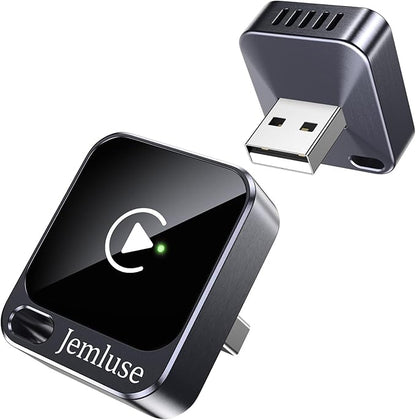 Jemluse Wireless CarPlay Adapter for Apple - Mini Size, Fast Stable Connection Convert Wired to Wireless Car Play Dongle for iPhone iOS 10+, Plug & Play for Cars from 2016+ w/USB-C (Grey)