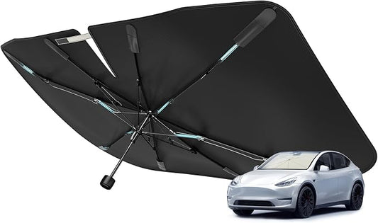 [Upgraded] Nmoiss Windshield Sun Shade Umbrella - [Vinyl Coating Heat Shield] Protect Car from Sun Rays & Heat Damage Keep Cool and Protect Interior, Spring Structure Edge Medium 56" L x 31" W