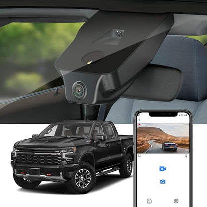 Fitcamx 4K Dash Cam Suitable for Chevy Silverado 2022-2025 (HD2-6275) 1500 2500HD 3500HD & EV 2024-2025, OEM Style, UHD 2160P Video, WiFi & APP, Loop Recording, G-Sensor, Plug & Play, 64GB Card