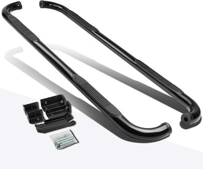 3" Running Boards Steps Bars Compatible with 1999-2019 Chevy Silverado GMC Sierra 1500 2500HD 3500HD, 2019 Chevy Silverado 1500 LD, Black Steel Round Nerf Bars, Extended Cab