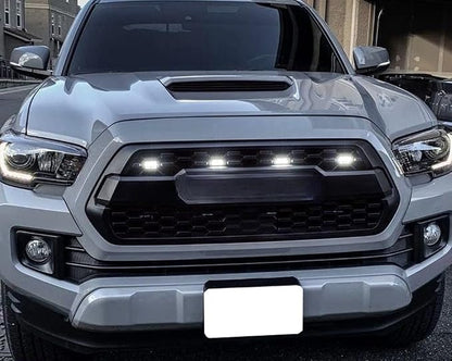 iJDMTOY 4pc Set Smoked Lens Front Grille Lighting Kit Compatible with 2016-2023 Toyota Tacoma w/TRD Pro Grill ONLY, Includes (4) 4-SMD 6000K White LED Light Assy & Wiring Harness