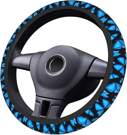 Blue Butterfly Steering Wheel Covers Non Slip Neoprene Steering Wheel Protector Universal 15 inch for Women Men Car