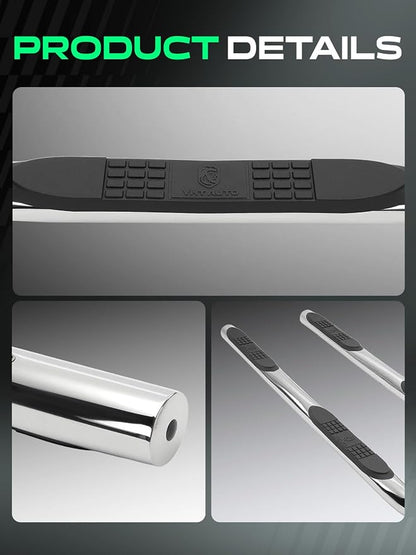 YHTAUTO 3 Inch Running Boards Side Steps Compatible with Toyota 4Runner 2010-2023 (Exc. SR5 & Limited & Nightshade Edition & TRD Sport), SUV, Round Stainless Steel Polished Chrome, Cab Side Step Rails