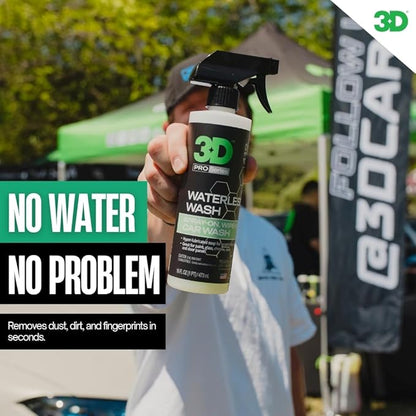 3D Waterless Car Wash - Easy Spray Waterless Detailing Spray - No Soap or Water Needed - Great on Cars, RVs, Motorcycles & Boats 16oz.