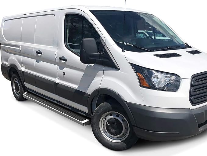 APS (Silver Powder Coated 6 inches) Running Boards Nerf Bars Side Steps Compatible with Ford Transit 2015-2026 Full Size Van 3-Door (Exclude 2022-2026 E-Transit)