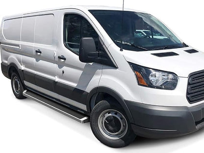 APS (Silver Powder Coated 6 inches) Running Boards Nerf Bars Side Steps Compatible with Ford Transit 2015-2026 Full Size Van 3-Door (Exclude 2022-2026 E-Transit)