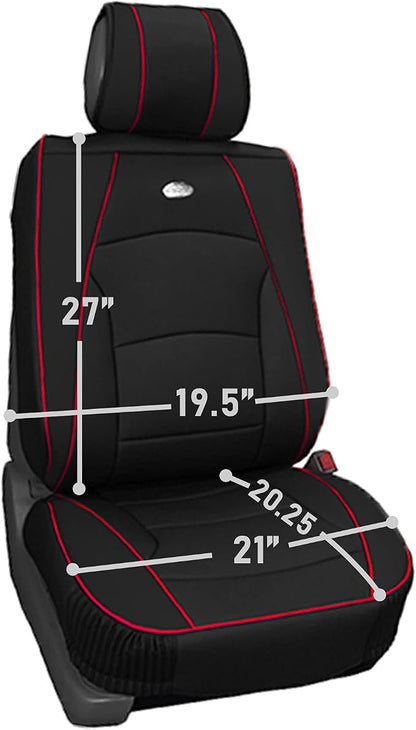 FH Group Ultra Comfort Highest Grade Faux Leather Full Set Car Seat Cushions– Universal Fit for Cars Trucks & SUVs (Black Red Trim)