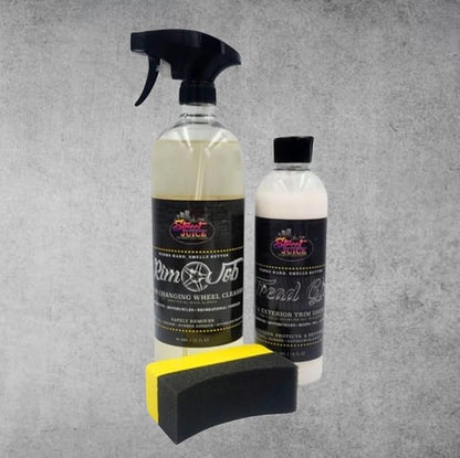 Dually Package 2 DP-2 Street Juice Products Rim Job 32 oz, Tread Glo 16 oz & Tread Glo Applicator Wheel Cleaner, Tire Dressing, & Applicator Cars, Trucks, & Motorcycles
