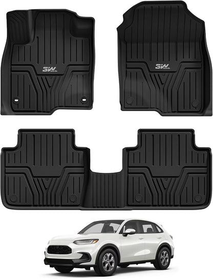 3W Floor Mats Fit for Honda HR-V 2023-2025 2026 & Acura ADX 2025 2026 TPE All Weather Custom Fit Floor Liner for Honda HRV 1st and 2nd Row Car Mats Black(Include Hybrid) (Not fit Premium Audio System)