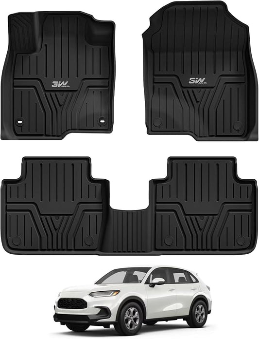 3W Floor Mats Fit for Honda HR-V 2023-2025 2026 & Acura ADX 2025 2026 TPE All Weather Custom Fit Floor Liner for Honda HRV 1st and 2nd Row Car Mats Black(Include Hybrid) (Not fit Premium Audio System)