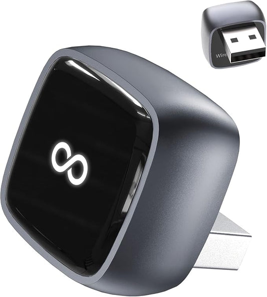 CarPlay Wireless Adapter, Compatible with CarPlay+Android Auto, Plug-and-Play, Mini Wireless CarPlay Adapter,Compatible with Apple iOS 10+ and Wired CarPlay Vehicles Manufactured After 2016.