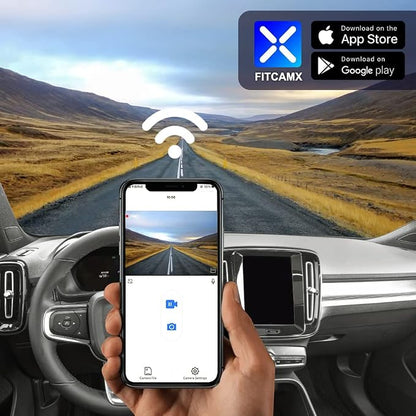 Fitcamx 4K Dash Cam Suitable for Volvo XC40 & XC40 Recharge B4 B5 T4 T5 P8 (Model B), Integrated OEM Look, Ultra HD 2160P Video, Loop Recording, Built-in WiFi & APP, G-Sensor, Plug&Play, 64GB Card