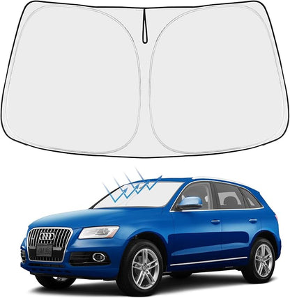 Proadsy 2026 Upgrade Front Windshield Sun Shade Foldable Sunshade Protector Custom Fit 2010-2017 Audi Q5 SQ5 Premium Premium Plus Prestige Crossover SUV Accessories
