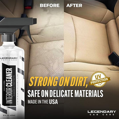 Legendary Interior Cleaner 16oz - All Purpose Interior Detailer & Carpet Cleaner for Cars - Safe on Leather, Plastic, Vinyl, Upholstery & Dashboard - UV Protectant - Tough on Stains & Dirt