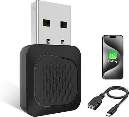 Wireless CarPlay Adapter, Smallest Mini Edition, Converts Wired to Wireless CarPlay, Plug & Play Adapter, Compact Design for Apple iPhone iOS 10+ with USB/USB-C Port