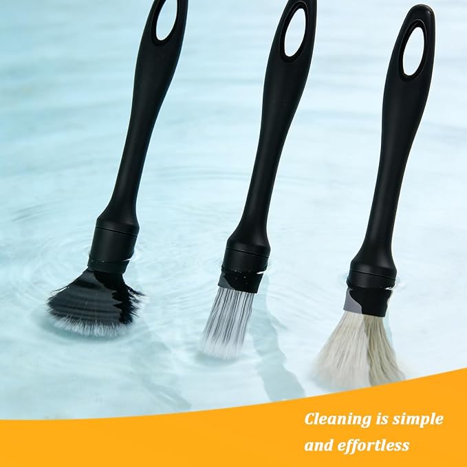 3PCS Car Detailing Brush Kit, Includes Ultra Soft No Scratch Boars Detailing Duster Brush Set for Exterior Interior, Multi-Use Auto Interior Dusting Cleaning Kit, Universal Fit