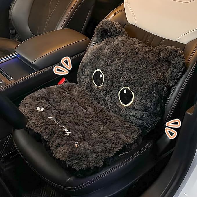 Cute Car Seat Cushion with Back Cartoon Plush Lumbar Support Pillow for Driving Seat Desk Chair Cushions for Cars Office Playroom Gaming Accessories Room Bedroom Decor