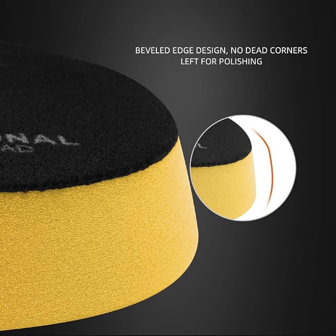 SPTA Yellow T80 High-Cut Foam Polishing Pad, 1Pc 5.5 Inch Face for 5 Inch 125mm Backing Plate Compound Buffing Sponge Pads for Car Buffer Polisher Compounding, Polishing and Waxing -FPBFS5Y