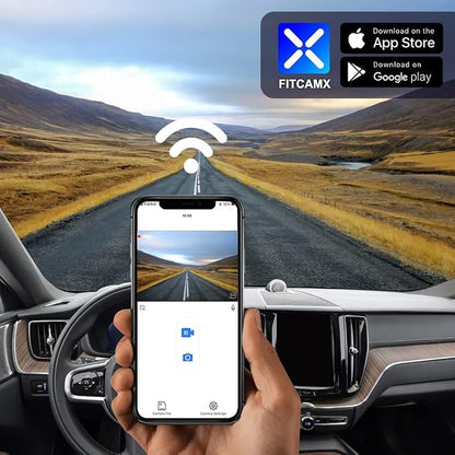 Fitcamx 4K Dash Cam Suitable for Volvo V90 XC60 S90 2022-2026 B5 B6 T8 (Model B), OEM Factory Look, 2160P UHD Video, Built-in WiFi & APP, Loop Recording, G-Sensor, Easy to Install, 64GB Card