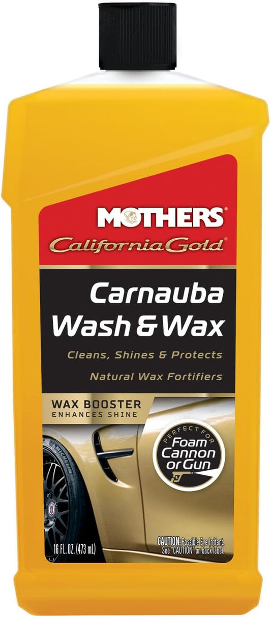 Mothers California Gold Carnauba Wash & Wax, 16 oz. — Cleans, Shines & Protects – Gentle, pH Balanced, Ultra-Sudsy, Spot-Free, Brilliant Finish, Biodegradable & Won't Strip Wax or Ceramic (05676)
