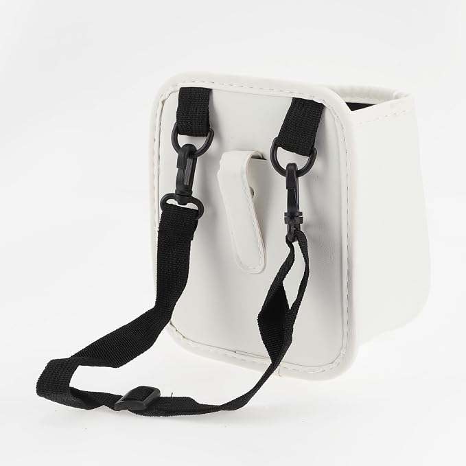Car Trash Can Portable and Hanging 5.9" Length 3.9" Width 7.1" Height Trash Bin Faux Leather White 1Pcs