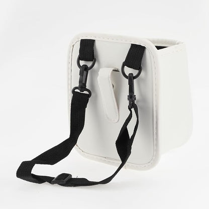 Car Trash Can Portable and Hanging 5.9" Length 3.9" Width 7.1" Height Trash Bin Faux Leather White 1Pcs