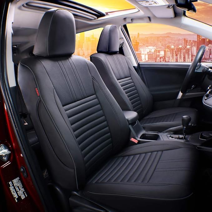 EKR Rav4 Seat Covers Custom Fit for Toyota Rav4 LE(NOT for Hybrid) 2013 2014 2015 2016 2017 2018,Leather Car Seat Cover for Trucks SUV Full Set,Faux Leather(Black)