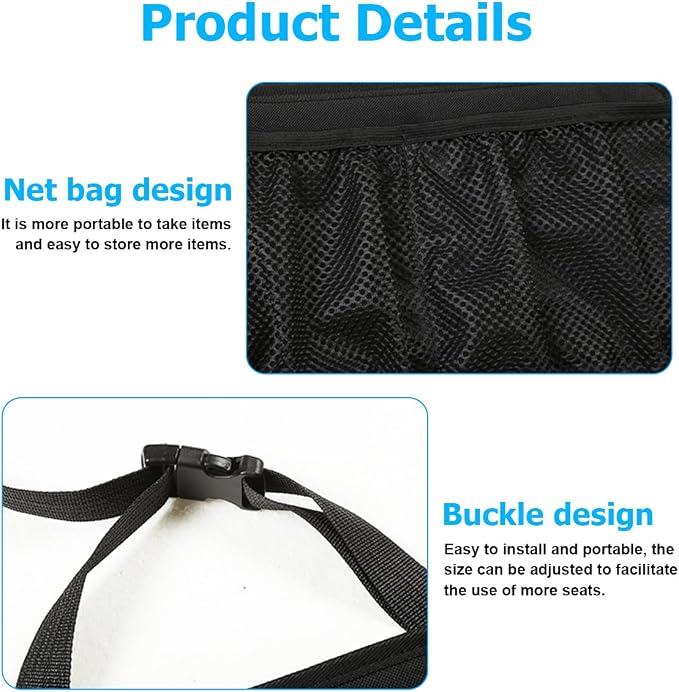 HZEL Car Trunk Organizer, Detachable Vehicle Backseat Storage Bag with 4 Compartments, Large Capacity Back Seat Organization Hanger with Lids, Space Saving Universal Automotive Accessories (Black)