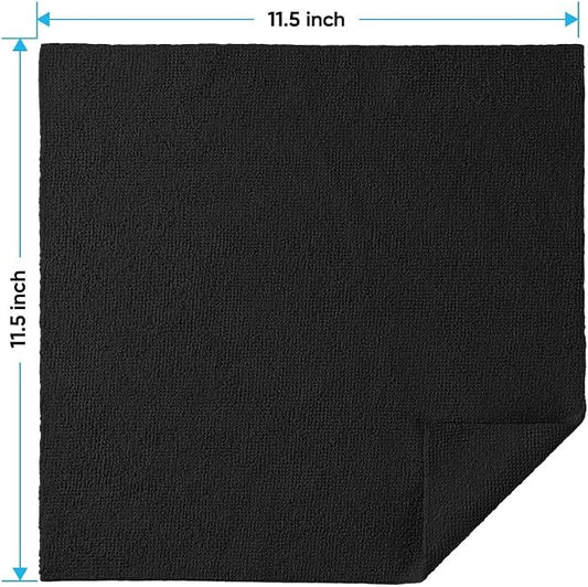 HOMEXCEL Black Microfiber Cleaning Cloths, 10 Pack Microfiber Towels for Cars, Lint & Scratch-Free Cleaning Rags for House, Kitchen and Car 11.5 x 11.5 inch