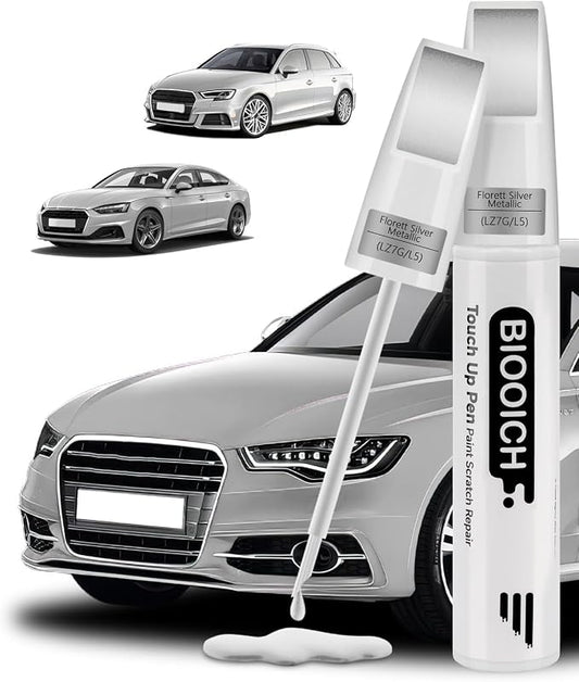 Touch Up Paint Pen Exact Color Match Car Chip and Scratch Repair (for Audi, Florett Silver Metallic(LZ7G/L5))