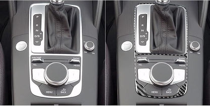 Real Premium Carbon Fiber Decor Compatible with Audi A3 S3 RS3 8V 2013 2014 2015 2016 2017 2018 2019 Car Automatic Gear Shift Panel Decal Frame Auto Interior Accessories Sticker Black