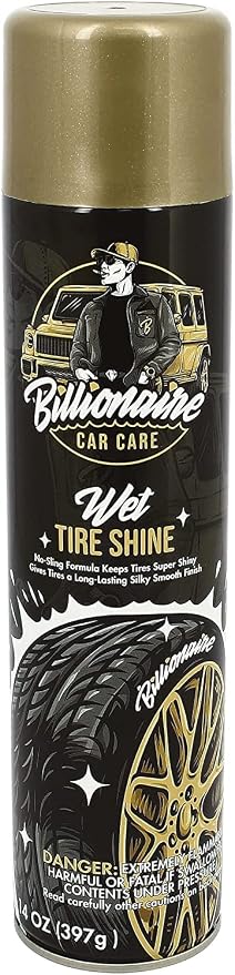 Billionaire Tire Shine - Wet tire Shine 3 Pack Can 14 oz No Sling Formula Long-Lasting Silky Smooth Finish - Spraying Maximum Protection Fast Dry - Car Detailing