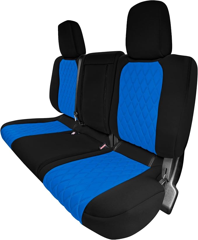FH Group Custom Fit Car Seat Covers Specifically Made for 2022-2026 Nissan Frontier, Rear Set Blue Ultraflex Neoprene Waterproof Automotive Seat Covers for Pickup Truck, Nissan Accessories