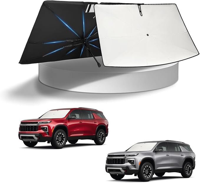 KUST Sun Shade Umbrella for 2018-2026 Chevrolet Chevy Traverse | Custom Fit Windshield Sunshade | Foldable Sunshade with Bendable Handle | Blocks Heat & UV Scratch Resistant Keep Car Cool Sunshield