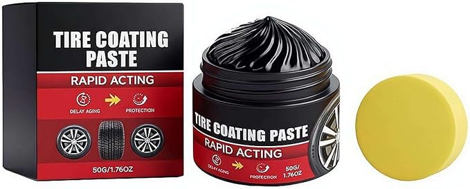 Car Tire Polishing Paste, UV Protection Tire Shine Coating Paste, Anti-Oxidation Restorer Cleaner with Sponge, Long Lasting Gloss for Auto Tires Maintenance