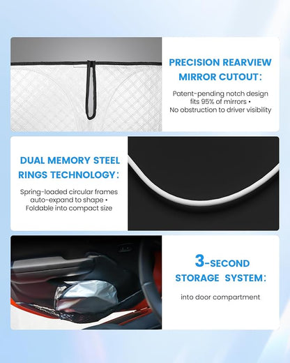Weektic Windshield Sun Shade for Toyota Tacoma 2016 2017 2018 2019 2020 2021 2022 2023, 5-Layer Ice Crystal Reflective & Heat Insulating Sunshade for Car Windshield | Silver Foldable Sun Blocker