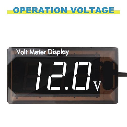 2 Pieces DC 4 to 28V Car Digital Voltmeter 12V Voltage Meter Car Audio Gauge LED Display 12V Waterproof Voltage Gauge Meter for Motorcycle(White Light)