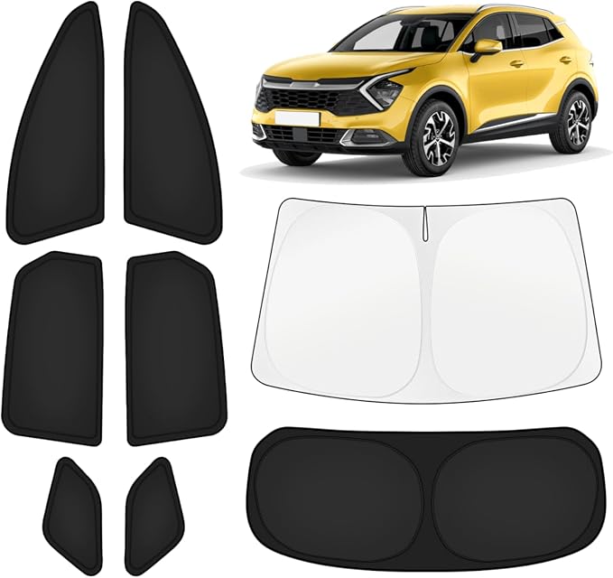 KUST Car Window Shades for Kia Sportage 2023-2025 2026 Windshield Sun Shade Side Window Cover UV Block Privacy Protection Sportage Accessories for Camping Blackout Rear Back Full Set 8PCS