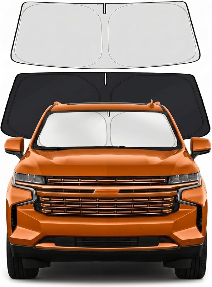 Custom Fit Windshield Sun Shade for Chevrolet Chevy Suburban 2021-2026 | Custom Fit Windshield Cover, Blocks UV Rays, Double-Layer Heat Shield, Durable Frame, Easy Fold & Storage
