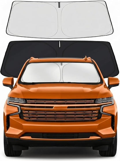 Custom Fit Windshield Sun Shade for Chevrolet Chevy Suburban 2021-2026 | Custom Fit Windshield Cover, Blocks UV Rays, Double-Layer Heat Shield, Durable Frame, Easy Fold & Storage
