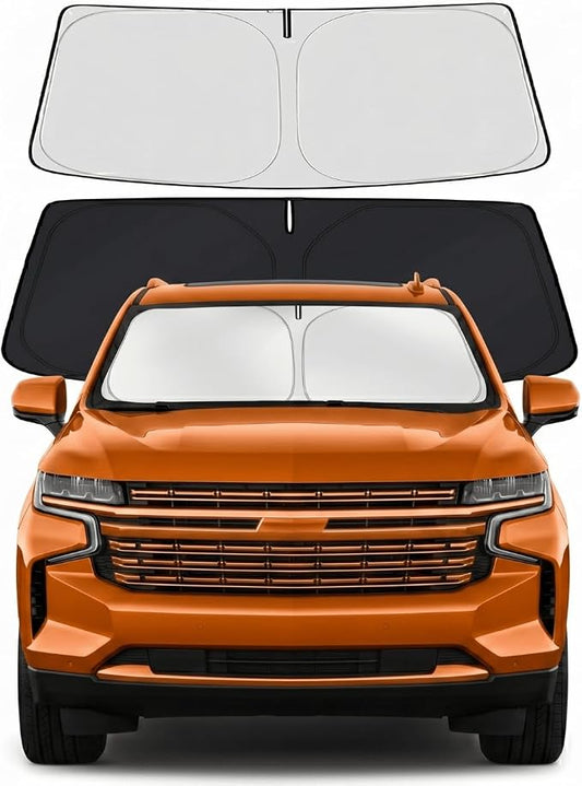 Custom Fit Windshield Sun Shade for Chevrolet Chevy Suburban 2021-2026 | Custom Fit Windshield Cover, Blocks UV Rays, Double-Layer Heat Shield, Durable Frame, Easy Fold & Storage
