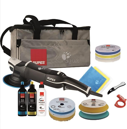 RUPES LHR21V Complete Kit for BigFoot Mark V Random Orbital Polisher - Additional Accessories Included - BigFoot Silver Tools Bag Included - Reduced Noise & Vibrations - Provides Optimal Balance