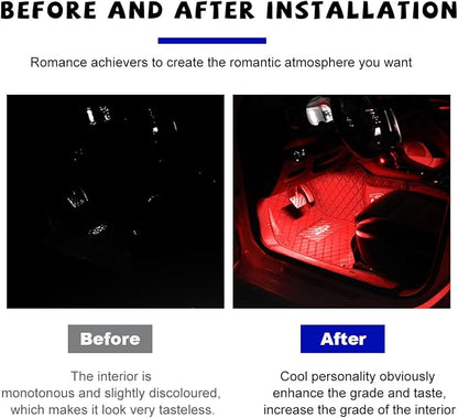 povtii Car LED Strip Light, 24 LED RGB Auto Under Dash Interior Atmosphere Lights, Cigarette Lighter Decorative Lamp Ambient Night Light, Universal Lighting Kit Car Accessories (Red)