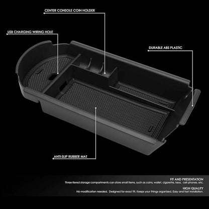 DNA MOTORING ZTL-Y-0005 Center Console Armrest Organizer Tray [for 18-19 C-HR],Black
