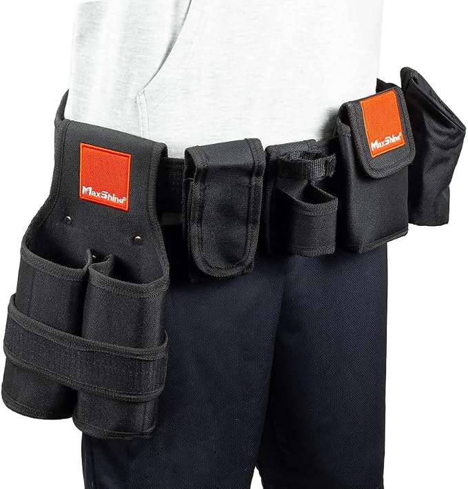 Maxshine Universal Professional Detailing Tool Belt | Durable 600D Oxford with Adjustable Strap & Quick-Release Buckle | 5 Storage Pockets for Hands-Free Car Detailing, Polishing & Auto Care
